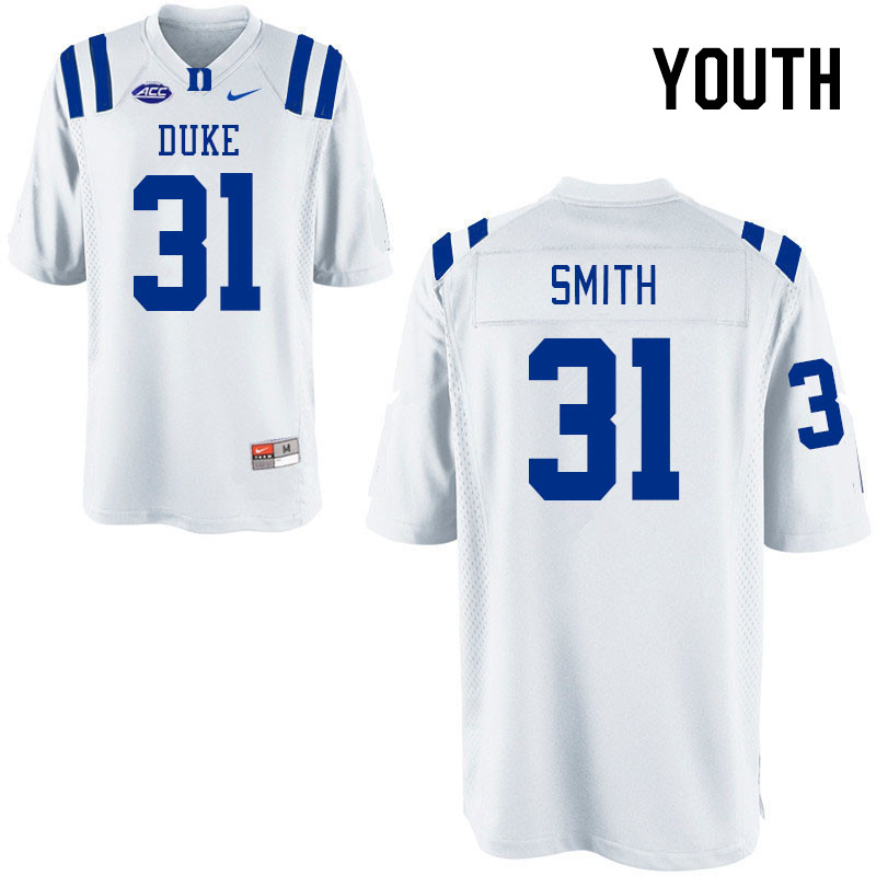 Youth #31 Montreze Smith Duke Blue Devils College Football Jerseys Stitched-White